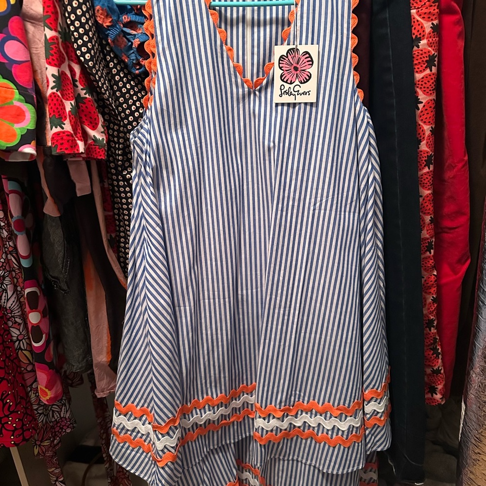 Lesley Evers Delaney Dress size M  blue/white